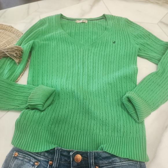 [ Old Navy] y2kvibes green vneck cable knit vibes long sleeve pull over sweater - Picture 9 of 9